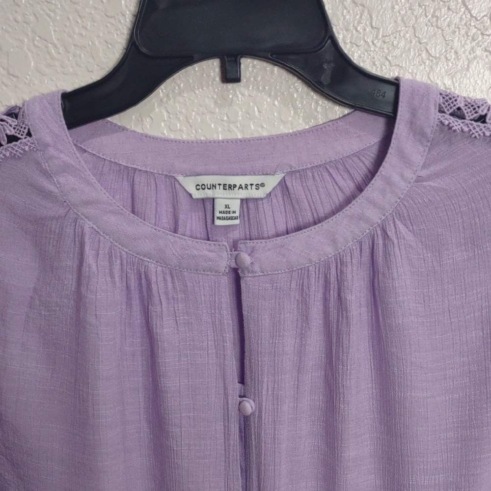 COUNTERPARTS Purple Button-Up Women's Top - Picture 5 of 15